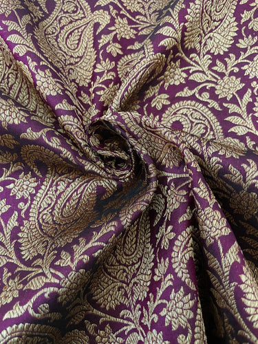Banarasi Katan Silk Saree | Deep Plum | Antique Zari | Handwoven | Silk Mark Certified | Ships from California